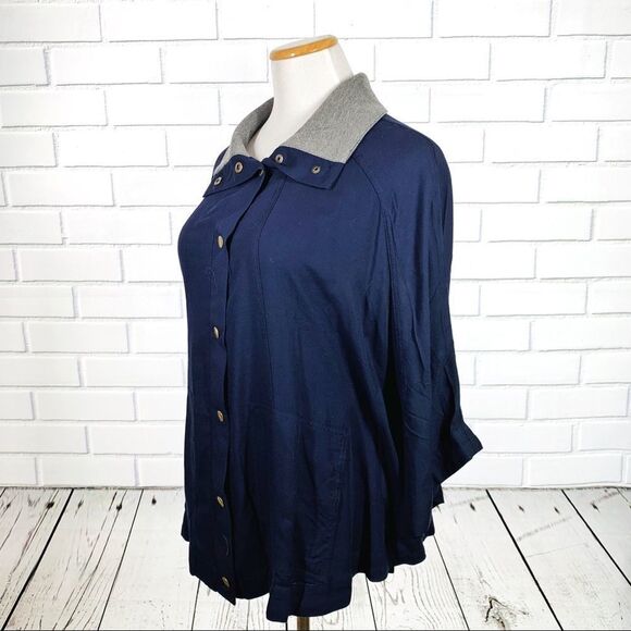 NWT All For Color Navy Britt Poncho Cape - Medium - Picture 4 of 8